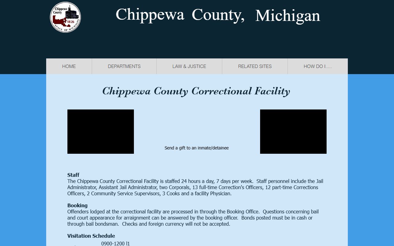 Chippewa County Correctional Facility jail page for inmate records and visitation